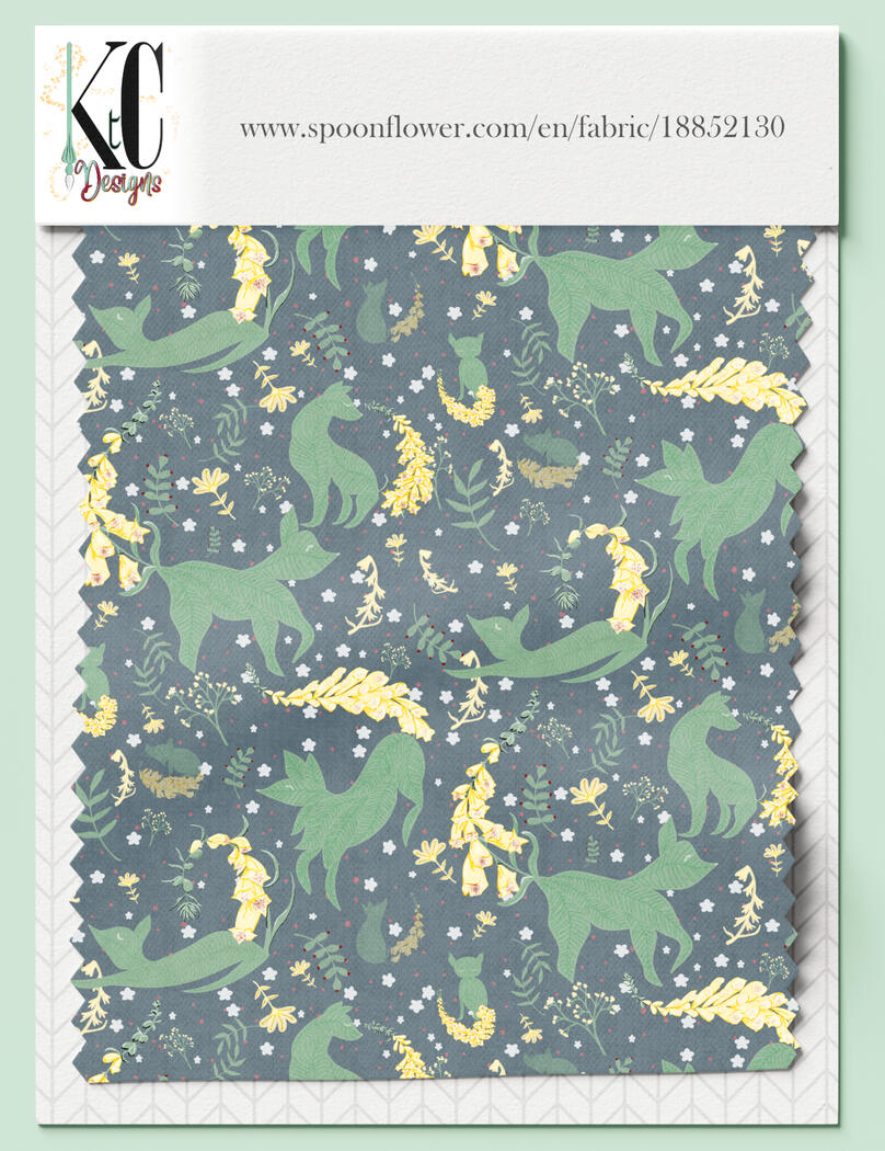 Folk Art Florals - Leaf Foxes w/Foxglove Tails