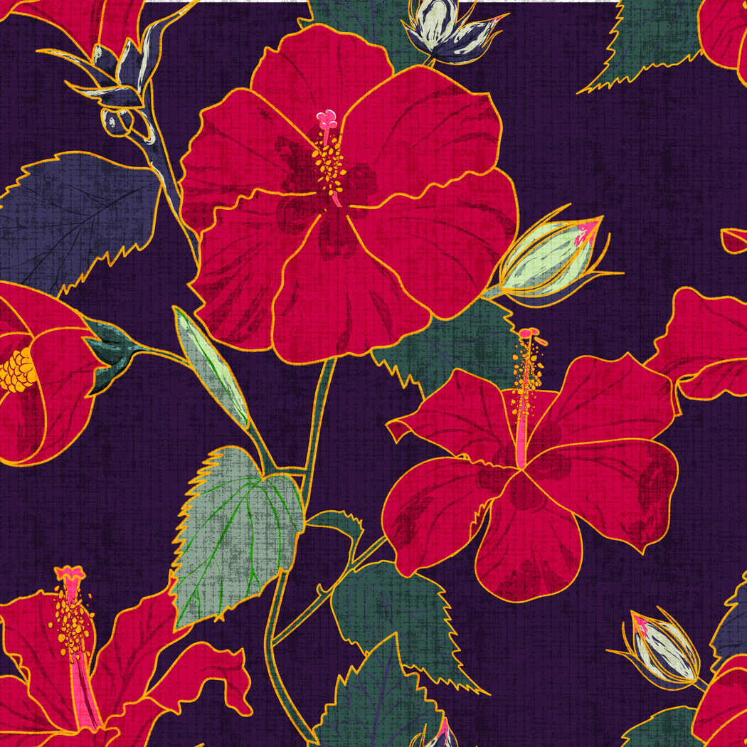 Vibrant Hibiscus Vining Pattern
