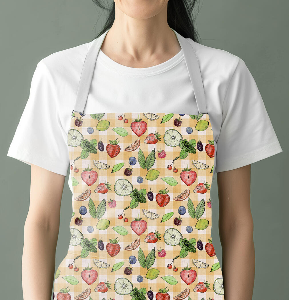 Inked Summer Fruits on Gingham