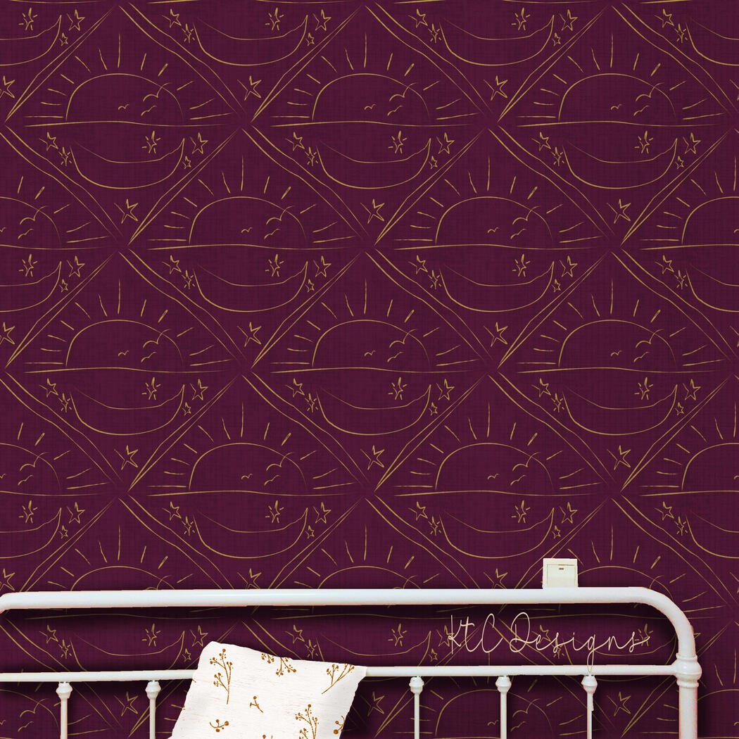 Sun Over Moon Line Art - Nursery Mockup