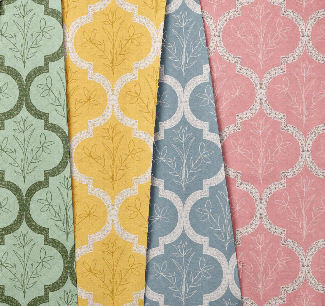 Floral Sketch Ogee Lattice in Four Colorways
